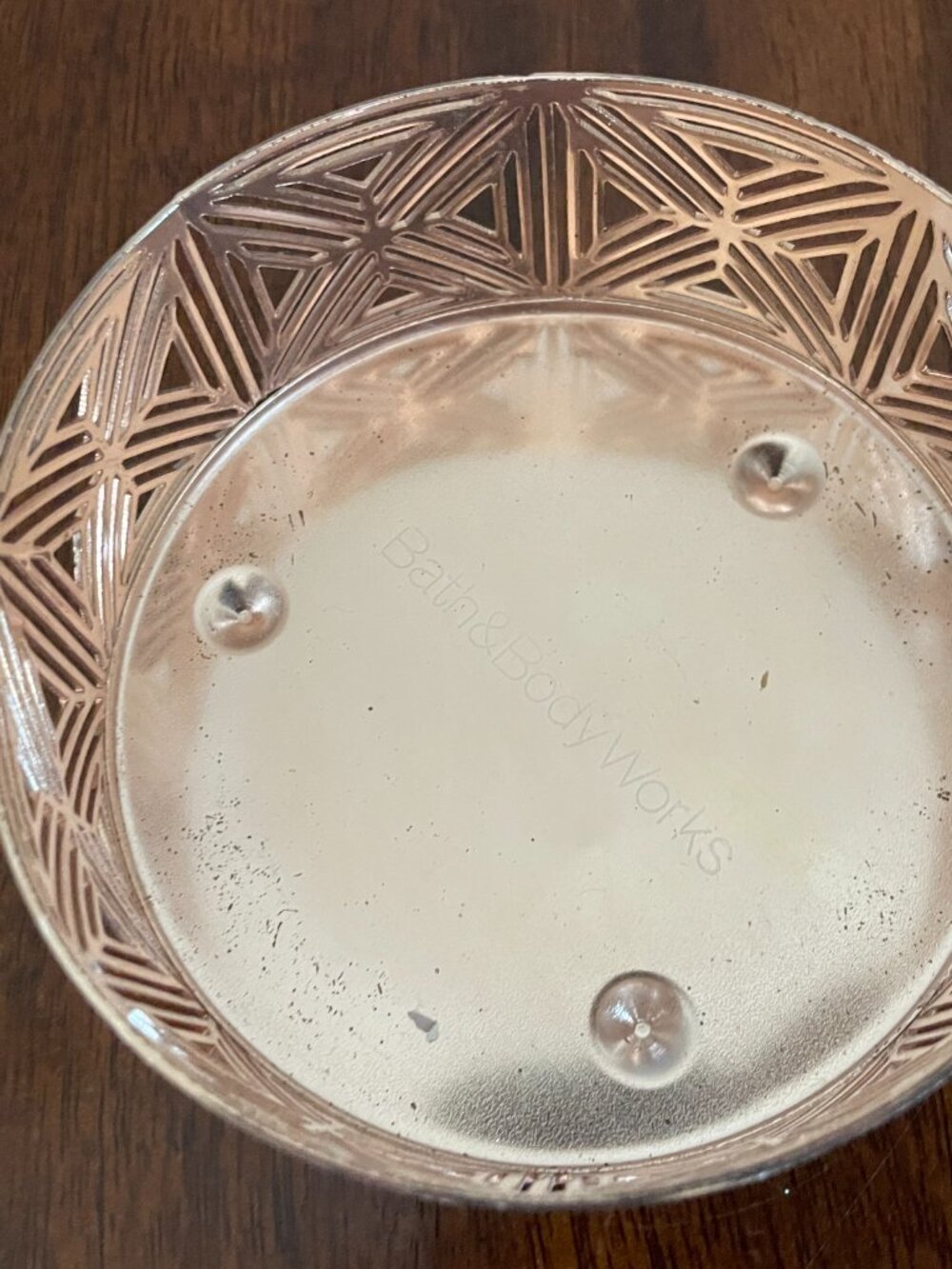 Bath & Body Works Rose Gold 3 Wick Candle Holder 4.5" x 2"! - Picture 2 of 4